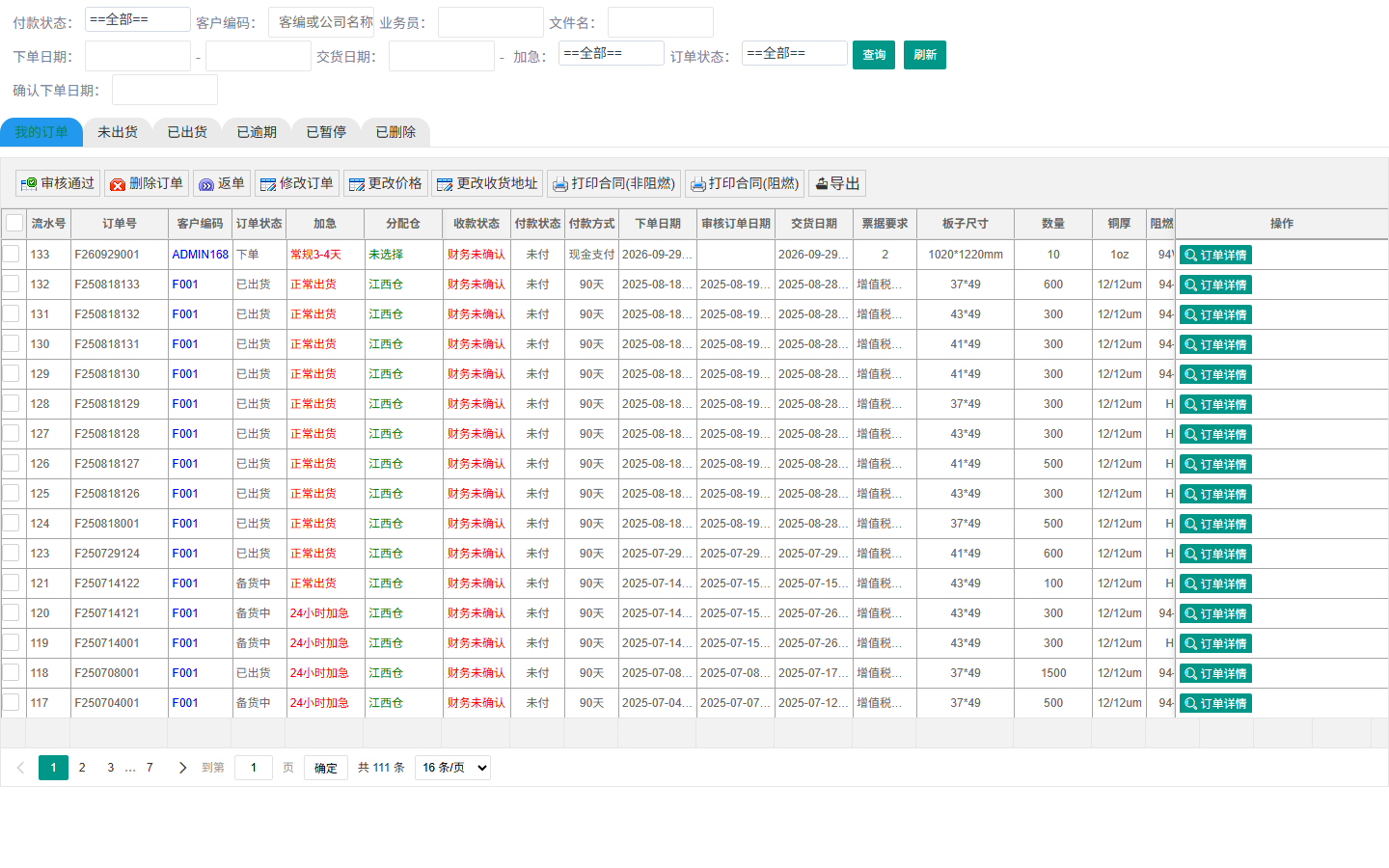覆铜板订单管理